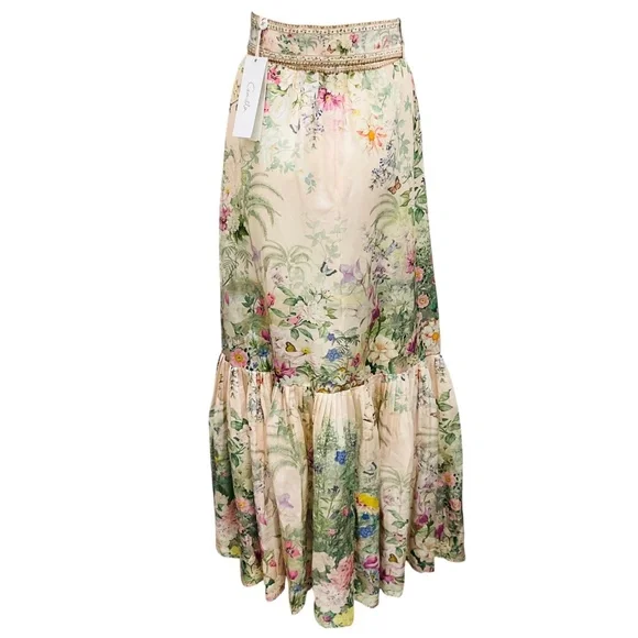 CAMILLA LIGHT PINK MULTI PALACIO PLAYGROUND PRINT MAXI SKIRT WITH DEEP HEM FRILL - Picture 3 of 5